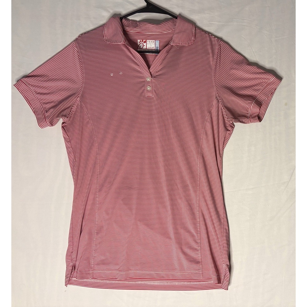 Chick Fil A Uniform Polo Shirt Women's Size Medium Stripes Short Sleeve Oobe